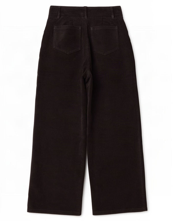 Pantalón Capri De Pana De Pernera Ancha Benetton Mujer XS W24 L20 Poliéster Negro