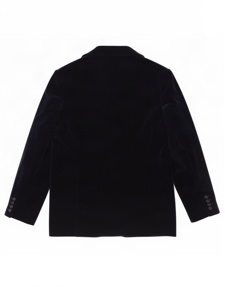 Vintage mujer 1 botón Blazer chaqueta Reino Unido 14 medio azul marino algodón