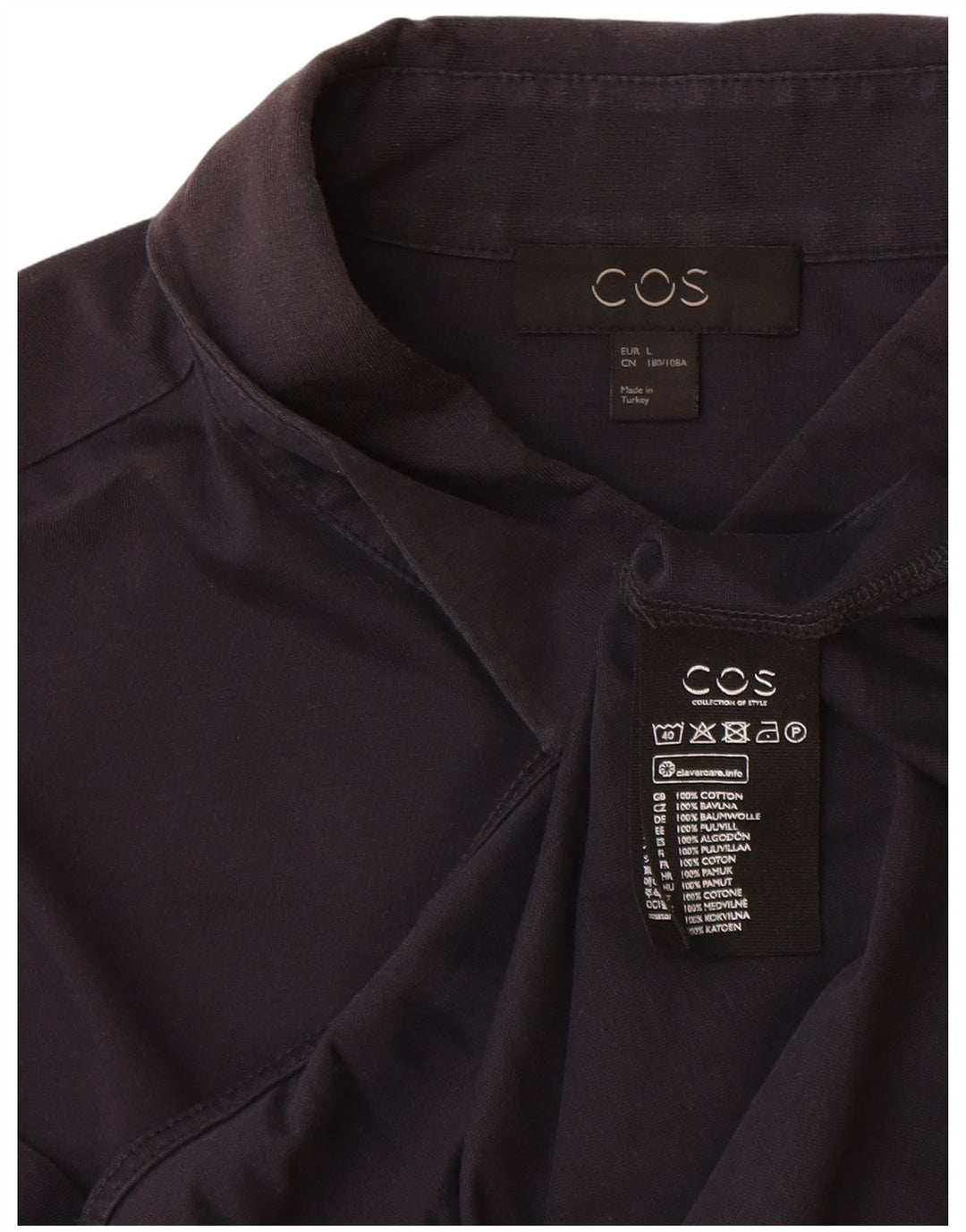 Cos Camisa de manga corta para hombre de algodón azul marino grande