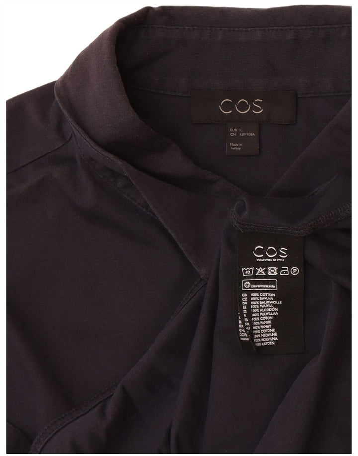 Cos Camisa de manga corta para hombre de algodón azul marino grande