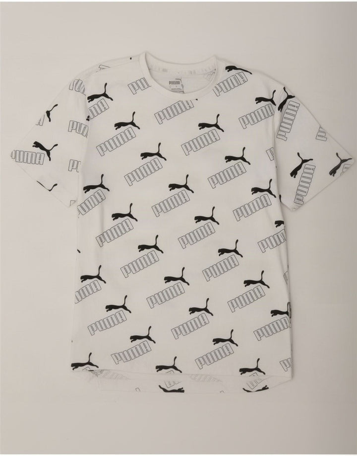 Puma Camiseta gráfica para hombre Top Small White Cotton