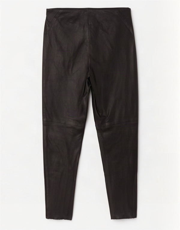 Zara Mujer Pantalón Pitillo De Piel Sintética Mediano W28 L27 Poliéster Negro