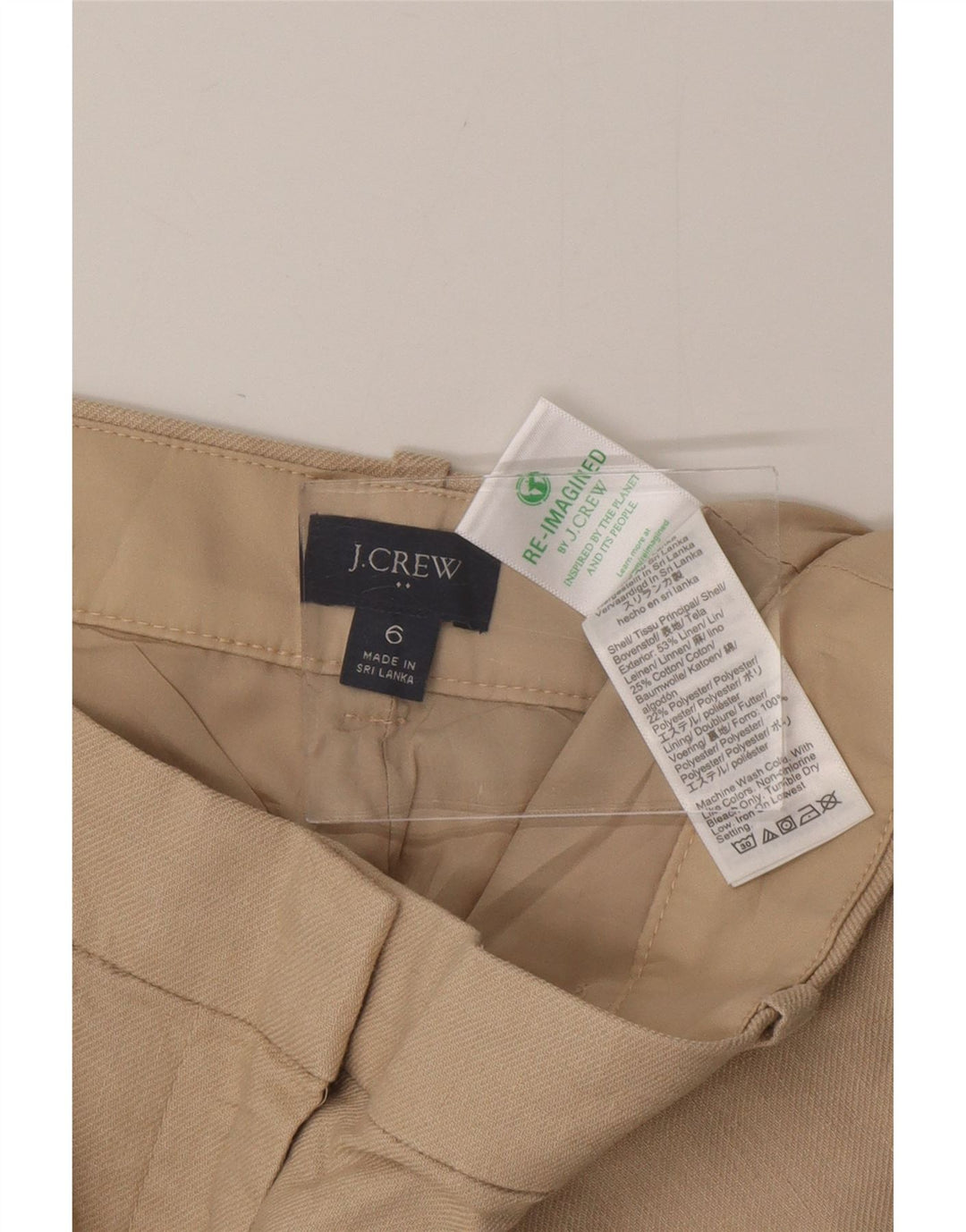 J. CREW Pantalones cortos chinos para mujer US 6 mediano W28 algodón beige