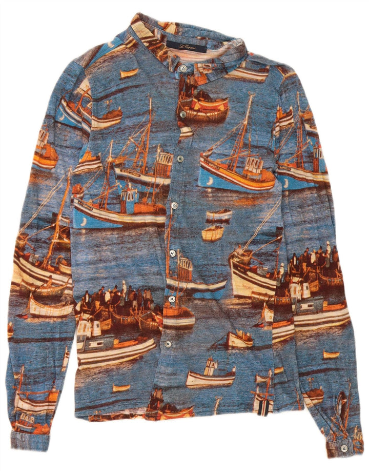 Les Copains Camisa Estampado Abstracto IT 48 Azul Medio Algodón