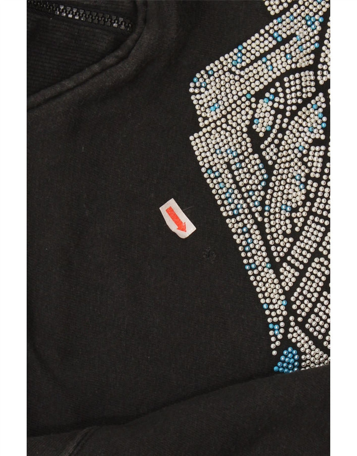 NORTONS Sudadera con cuello y cremallera gráfica para mujer, talla 44, talla M, color negro