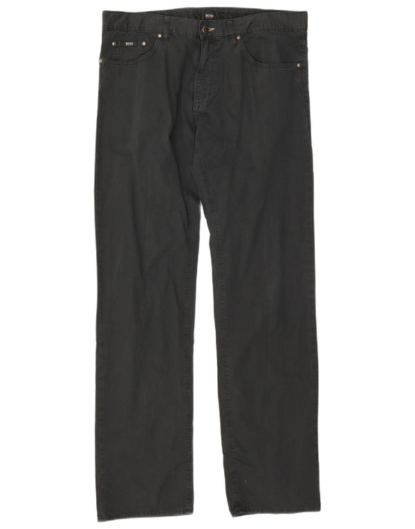 Hugo Boss Pantalones casuales rectos para hombre W36 L34 Algodón negro