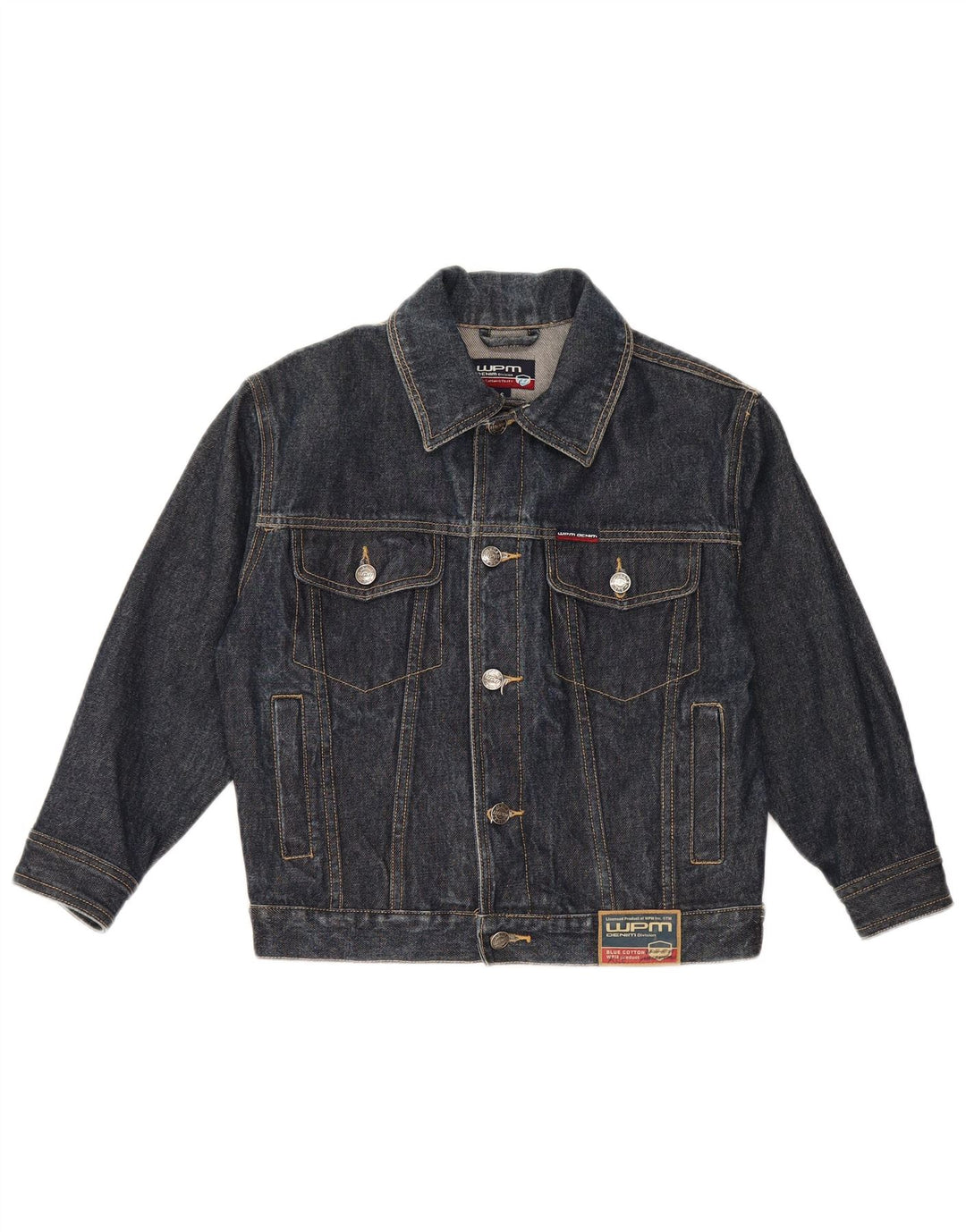 WPM Chaqueta vaquera corta de manga 3/4 para mujer UK 10 Small Azul marino Algodón