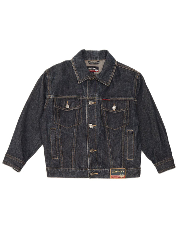 WPM Chaqueta vaquera corta de manga 3/4 para mujer UK 10 Small Azul marino Algodón