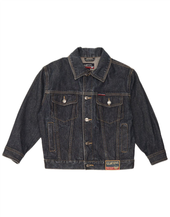 WPM Chaqueta vaquera corta de manga 3/4 para mujer UK 10 Small Azul marino Algodón