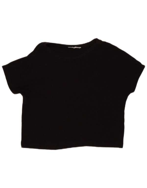 ZARA Mujer Trafaluc Crop Camiseta Top UK 40 Large Negro