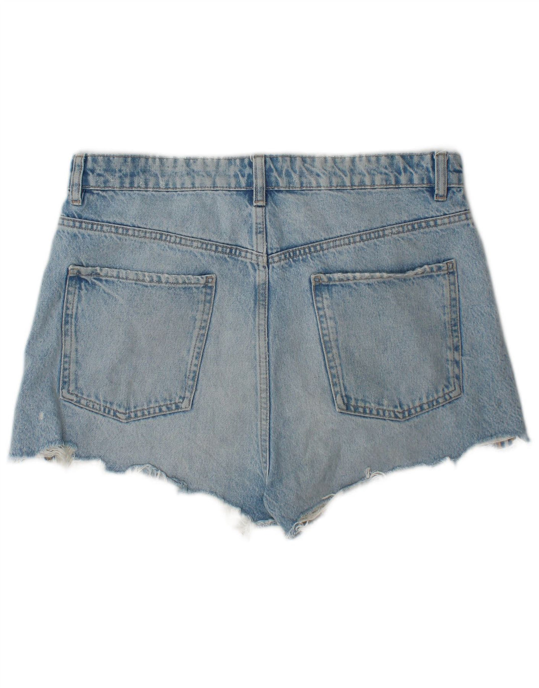 Zara Mujer Pantalones Cortos De Mezclilla Desgastados EU 44 XL W34 Azul