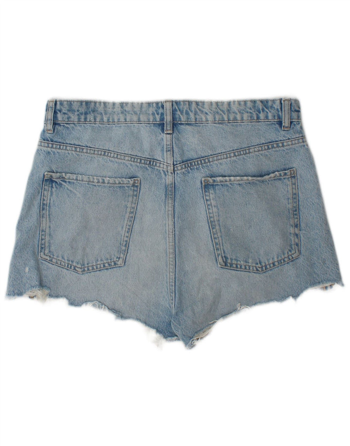 Zara Mujer Pantalones Cortos De Mezclilla Desgastados EU 44 XL W34 Azul