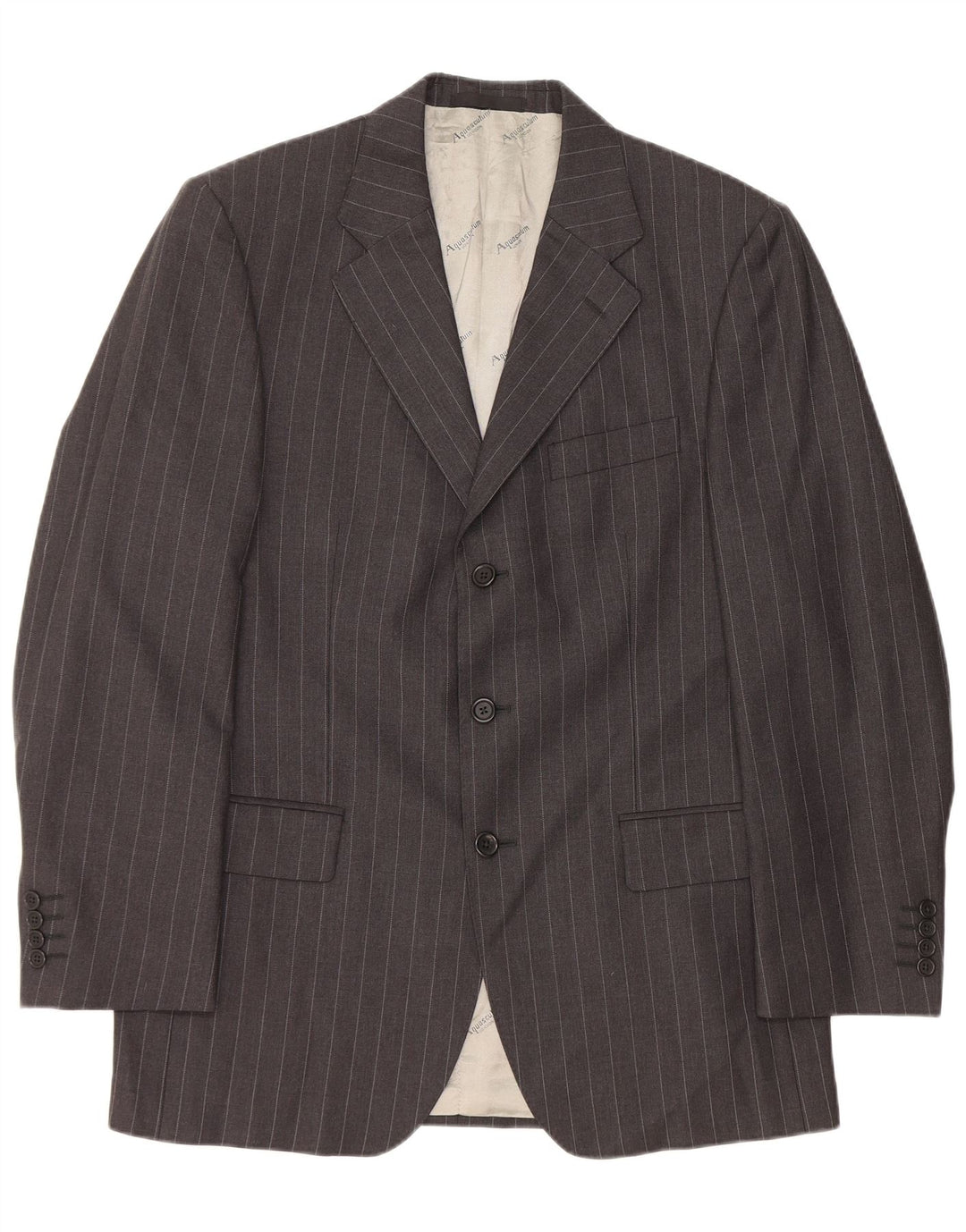 Aquascutum Chaqueta tipo blazer de 3 botones para hombre UK 40 Grande Lana gris a rayas