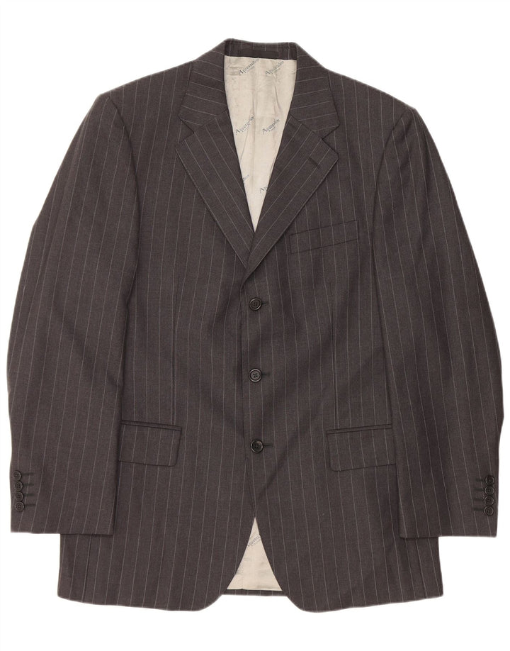Aquascutum Chaqueta tipo blazer de 3 botones para hombre UK 40 Grande Lana gris a rayas