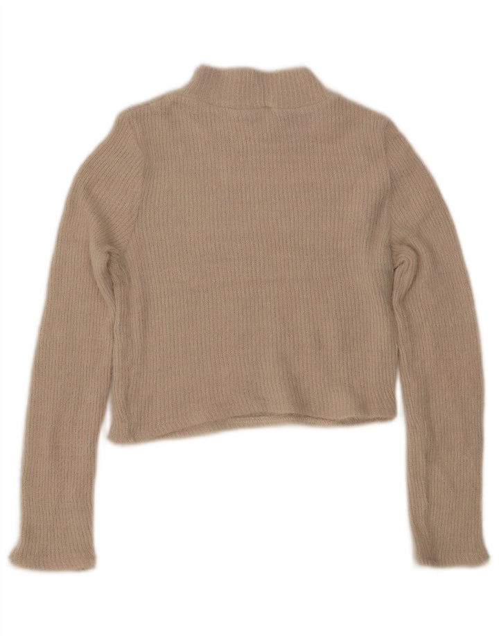 ZARA Mujer Crop Turtle Neck Jumper Sweater UK 12 Medium Off White