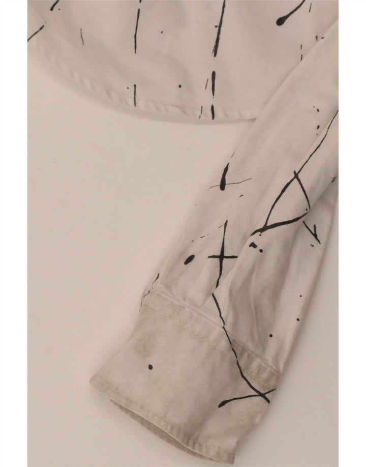 Ralph Lauren - Camisa de ajuste relajado para mujer, diseño abstracto, talla 6, color blanco mediano