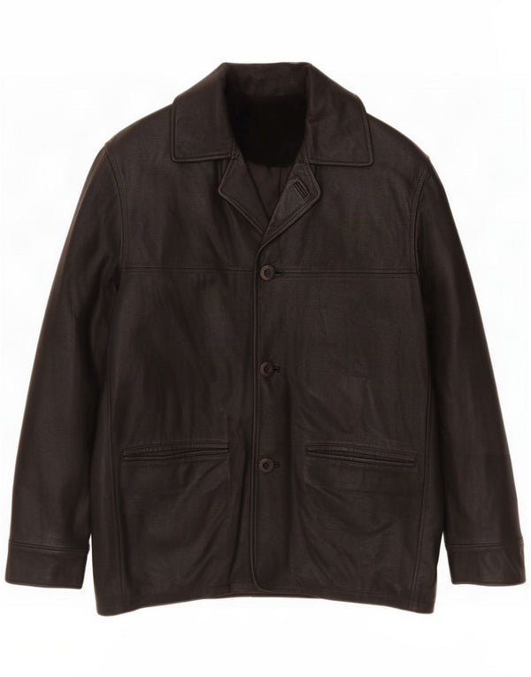 Chaqueta tipo blazer de cuero con 3 botones para hombre Forester IT 48 Medium Black