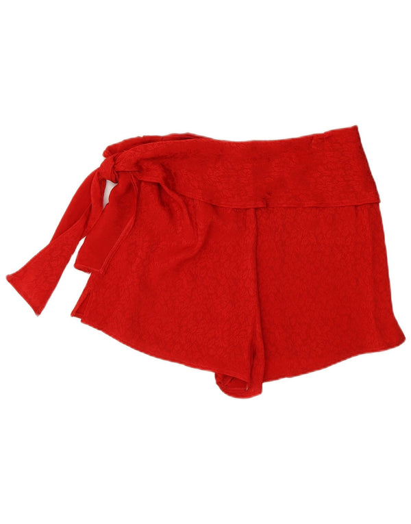 Vintage mujer cintura alta pantalones cortos medio W28 rojo floral