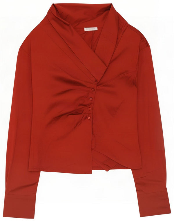 Blusa camisera vintage para mujer UK 44 Large Red
