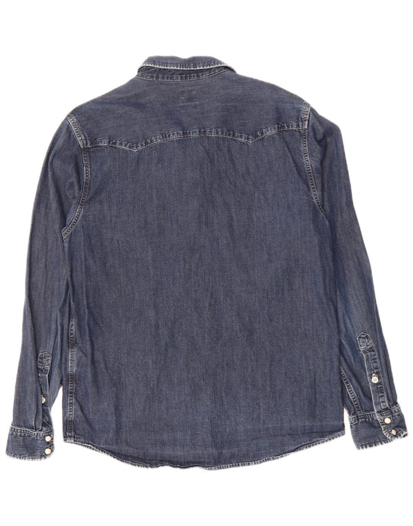 LEE Camisa vaquera para hombre grande de algodón azul marino