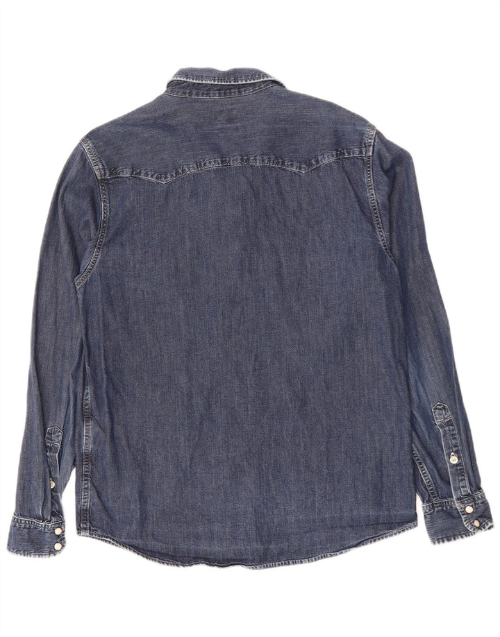 LEE Camisa vaquera para hombre grande de algodón azul marino