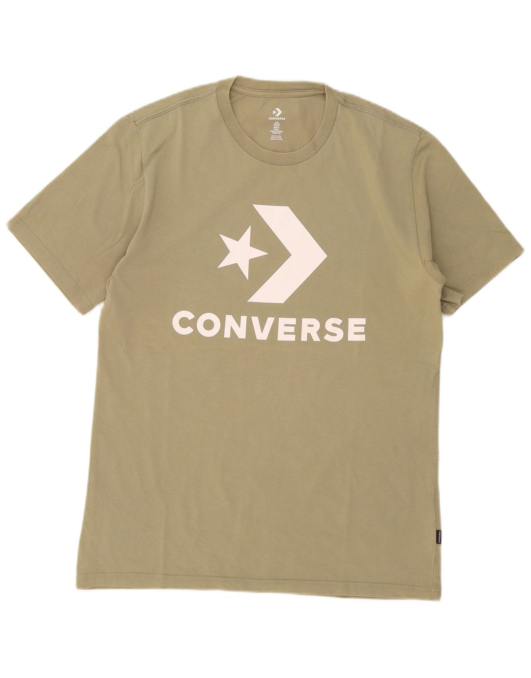 Converse Hombre Camiseta Gráfica Top Medium Khaki Algodón