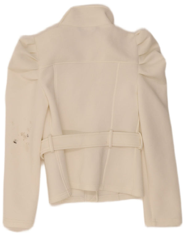 Zara Mujer Bomber Jacket UK 10 Small Poliéster Blanco