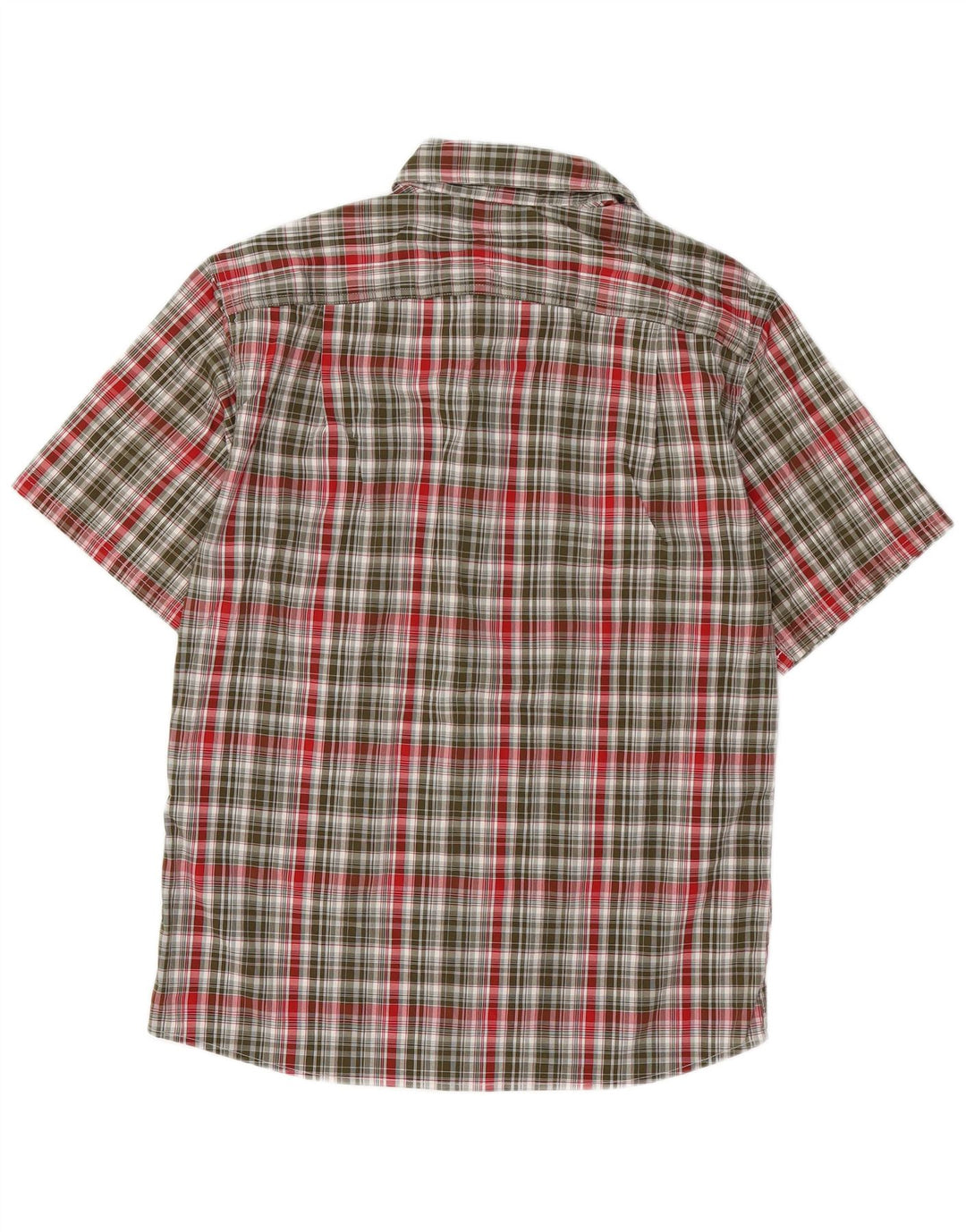 EDDIE BAUER Camisa de manga corta para hombre Poliéster a cuadros caqui medio