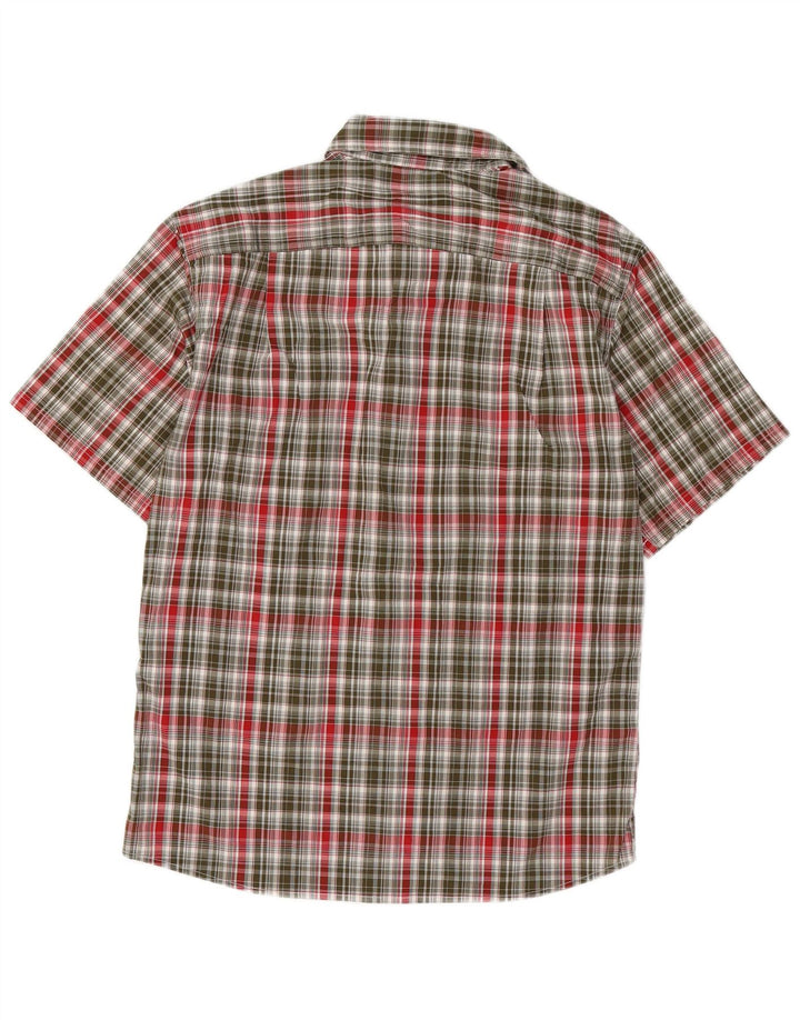 EDDIE BAUER Camisa de manga corta para hombre Poliéster a cuadros caqui medio