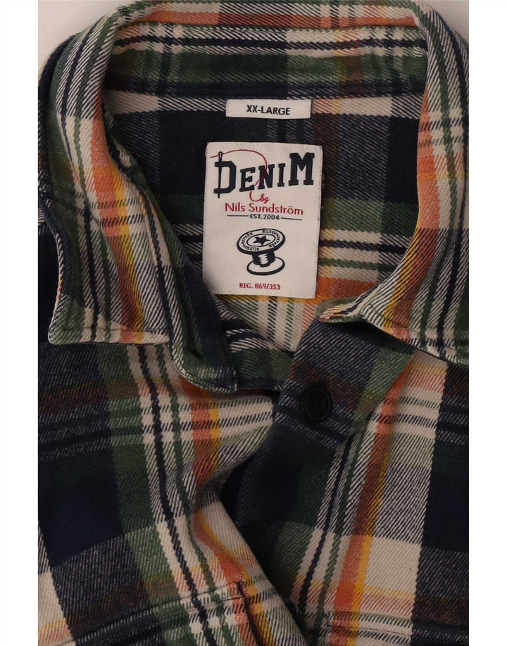 Nils Sundrstrom Camisa de franela para hombre 2XL Cuadros multicolores
