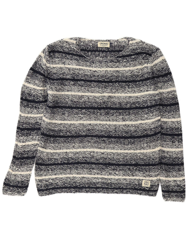 Jack & Jones Hombre Boat Neck Jumper Sweater XL Azul Marino Rayas Algodón
