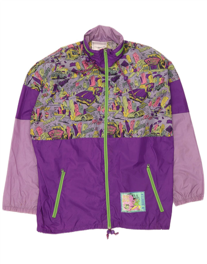 J JEANTEX Chaqueta impermeable holgada para hombre UK 40 Large Púrpura Colorblock