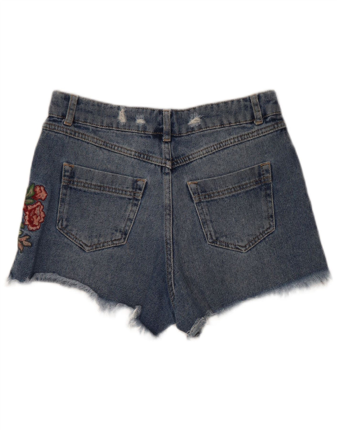 Benetton Shorts Vaqueros Con Gráfico Desgastado W28 Azul Medio Floral