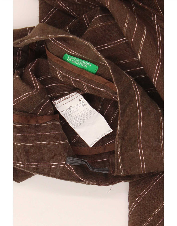 Benetton Falda Asimétrica Cruzada IT 42 Medium W32 Marrón Rayas