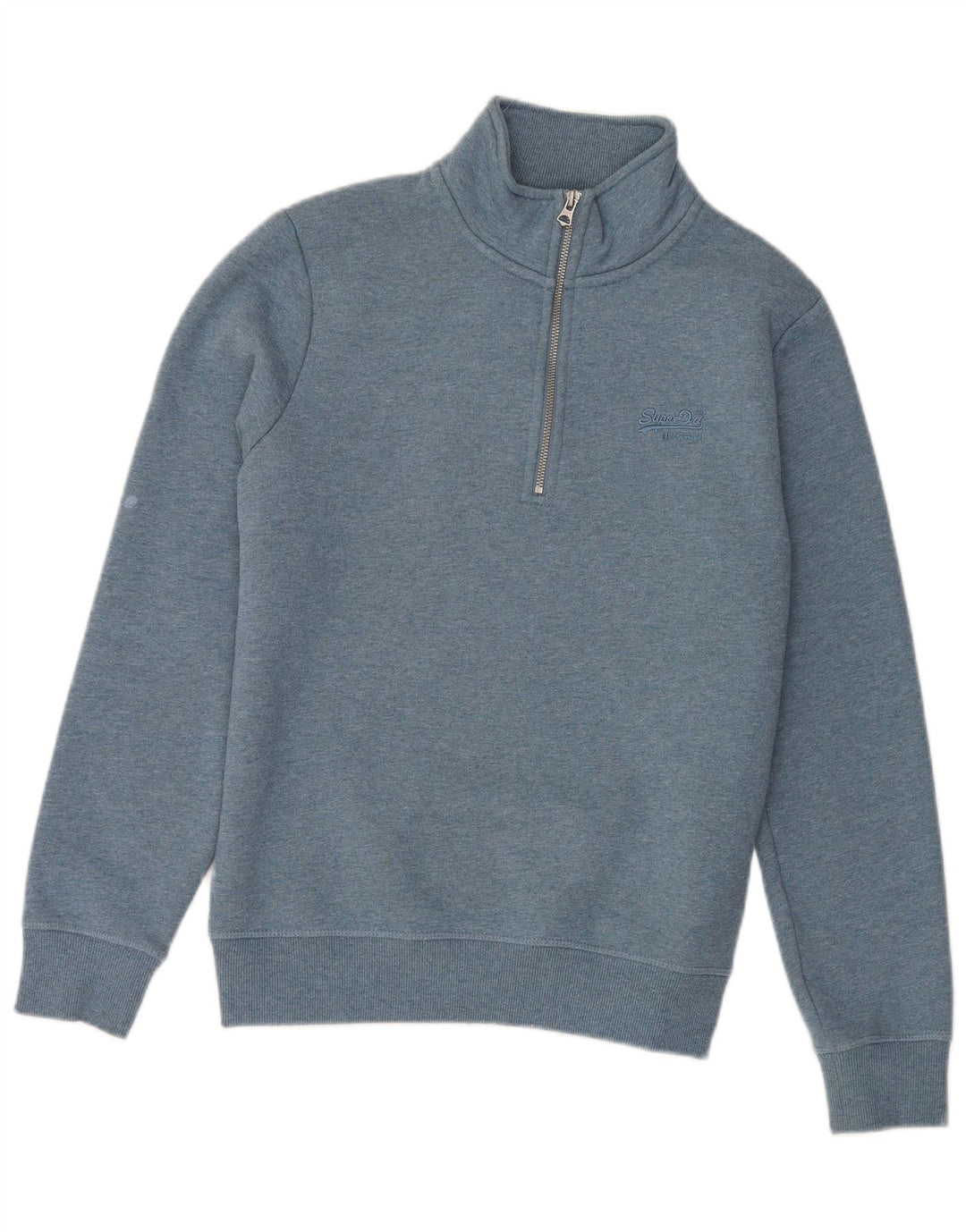 Superdry Sudadera con cuello y cremallera para hombre, jersey de algodón azul pequeño