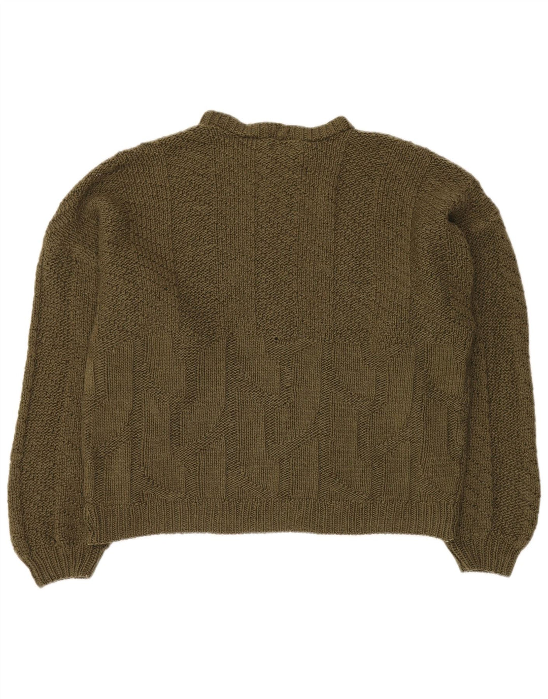 VINTAGE Suéter de jersey de cuello redondo de gran tamaño para mujer Reino Unido 18 XL Caqui