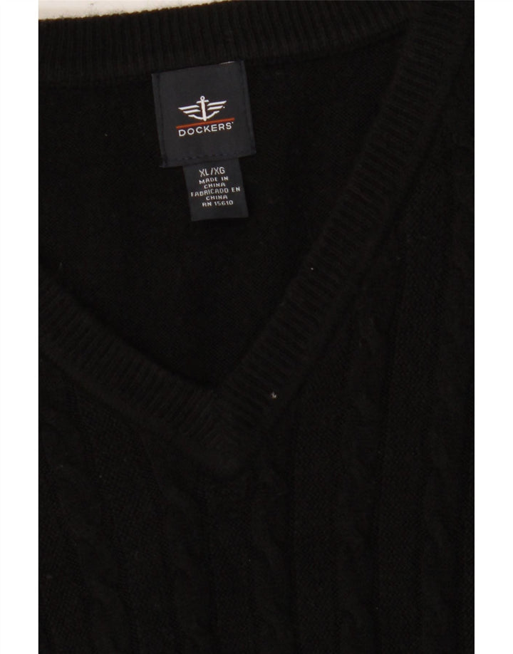 DOCKERS Mens Vest Tank Top XL Black Acrylic Vintage Dockers and Second-Hand Dockers from Messina Hembry 