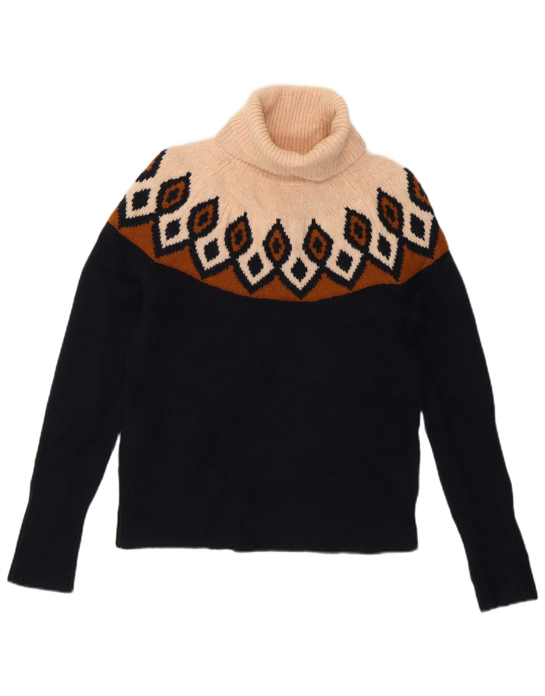 J. CREW Suéter corto con cuello vuelto para mujer UK 6 XS Azul marino Fair Isle
