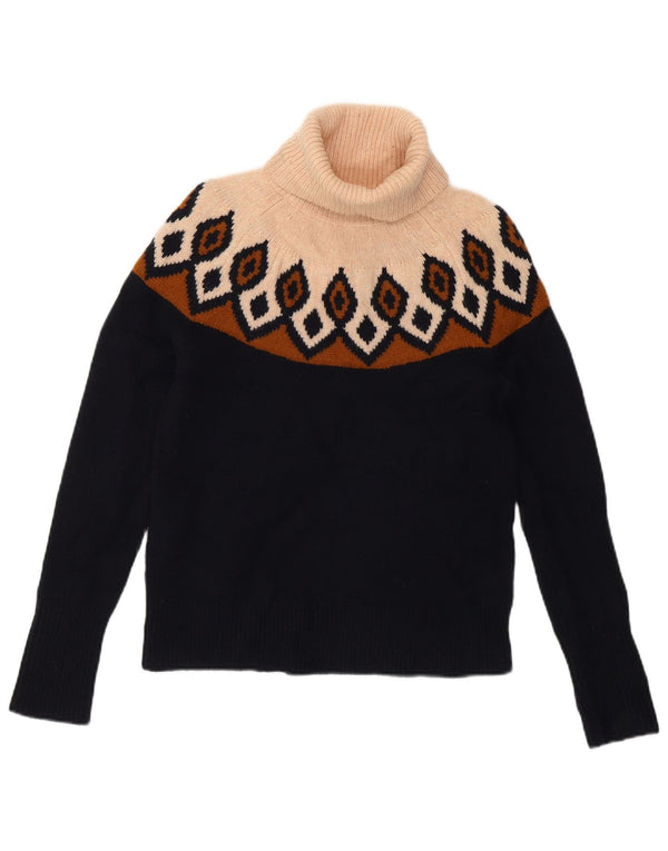J. CREW Suéter corto con cuello vuelto para mujer UK 6 XS Azul marino Fair Isle