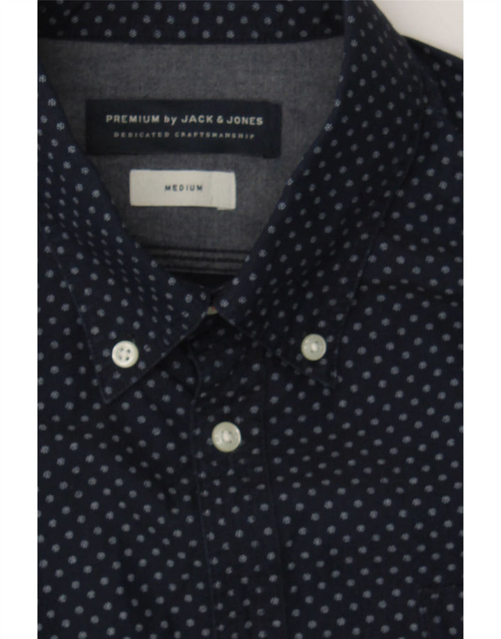 JACK & JONES Mens Shirt Medium Navy Blue Spotted Cotton Vintage Jack & Jones and Second-Hand Jack & Jones from Messina Hembry 