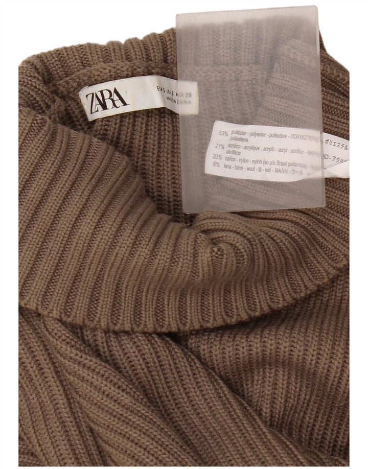 Zara Mujer Suéter De Cuello Alto De Gran Tamaño UK 10 Small Marrón