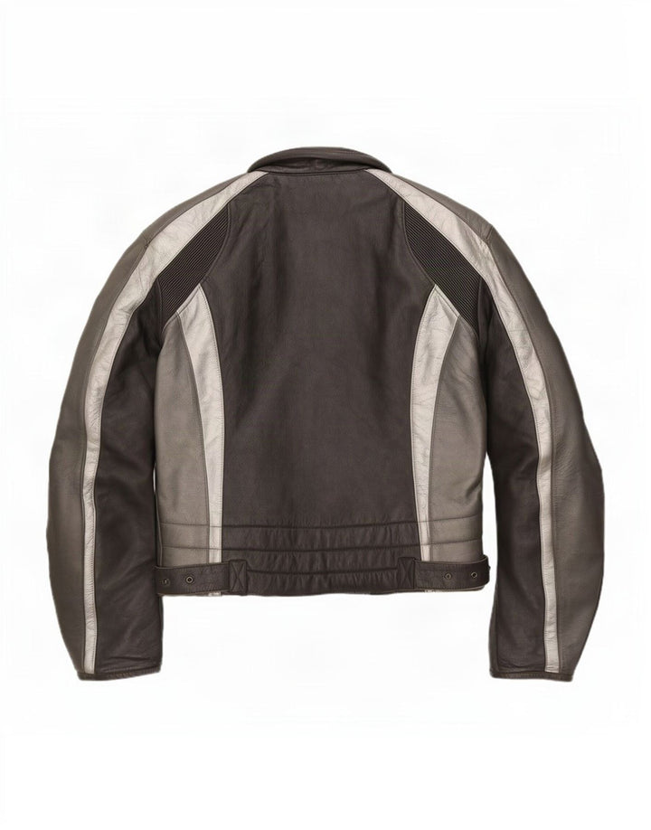 Vintage hombres cuero Racer chaqueta IT 52 grande negro colorblock