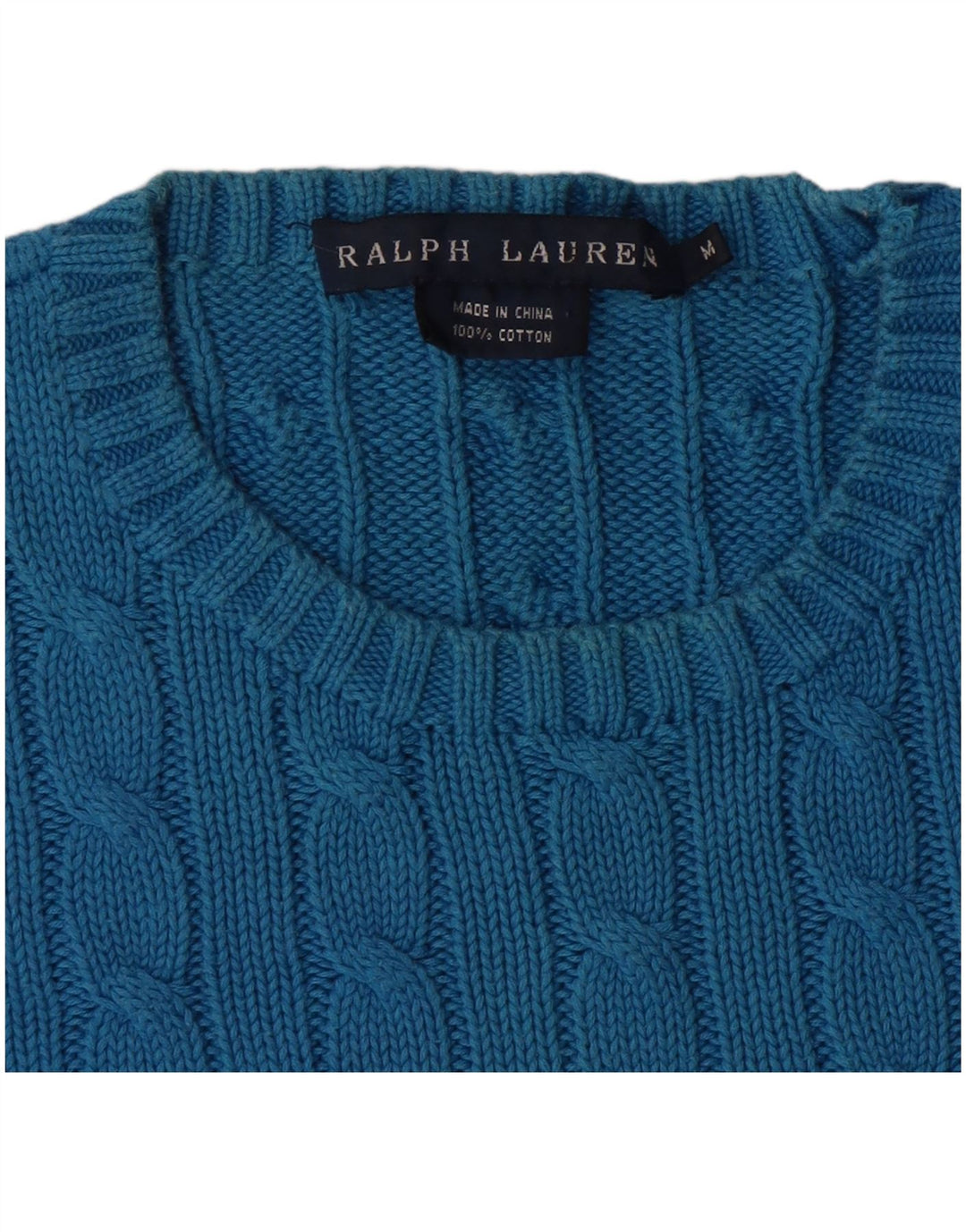RALPH LAUREN Jersey de cuello redondo para mujer UK 12 Algodón azul medio