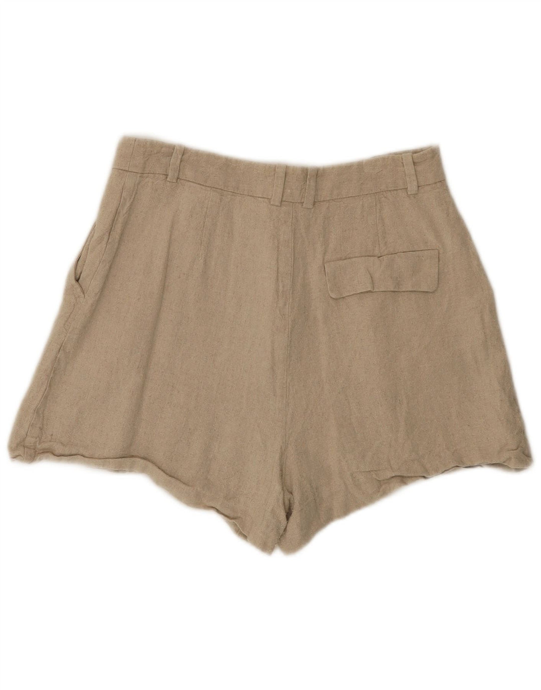 Zara Mujer Pantalones Cortos De Cintura Alta Medio W28 Lino Beige