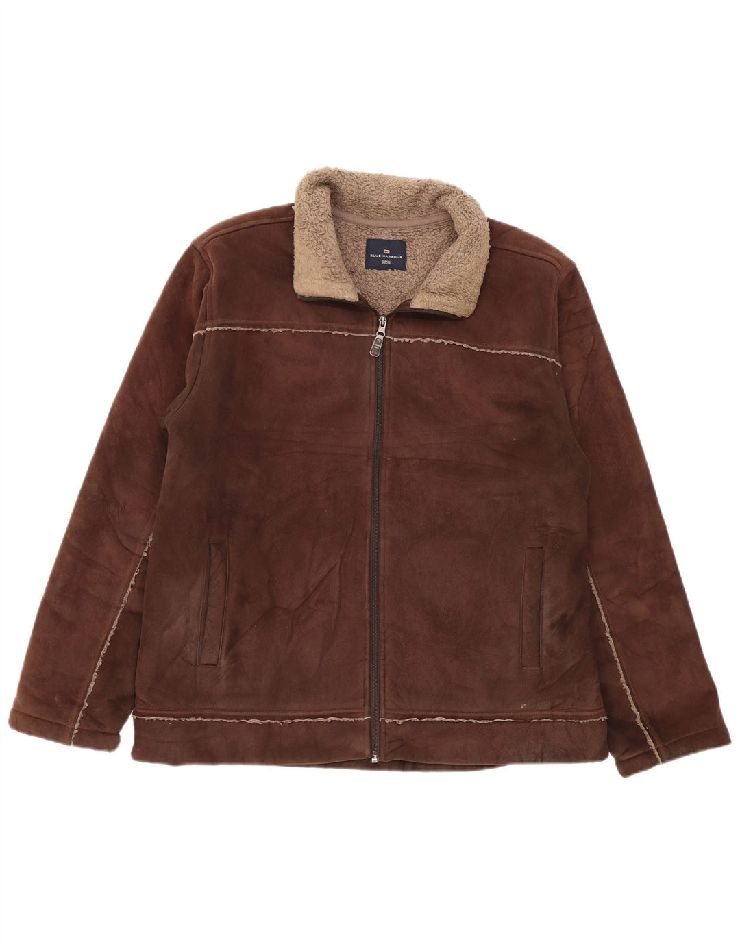 MARKS & SPENCER Chaqueta Sherpa para hombre UK 41/43 Grande Marrón Poliéster