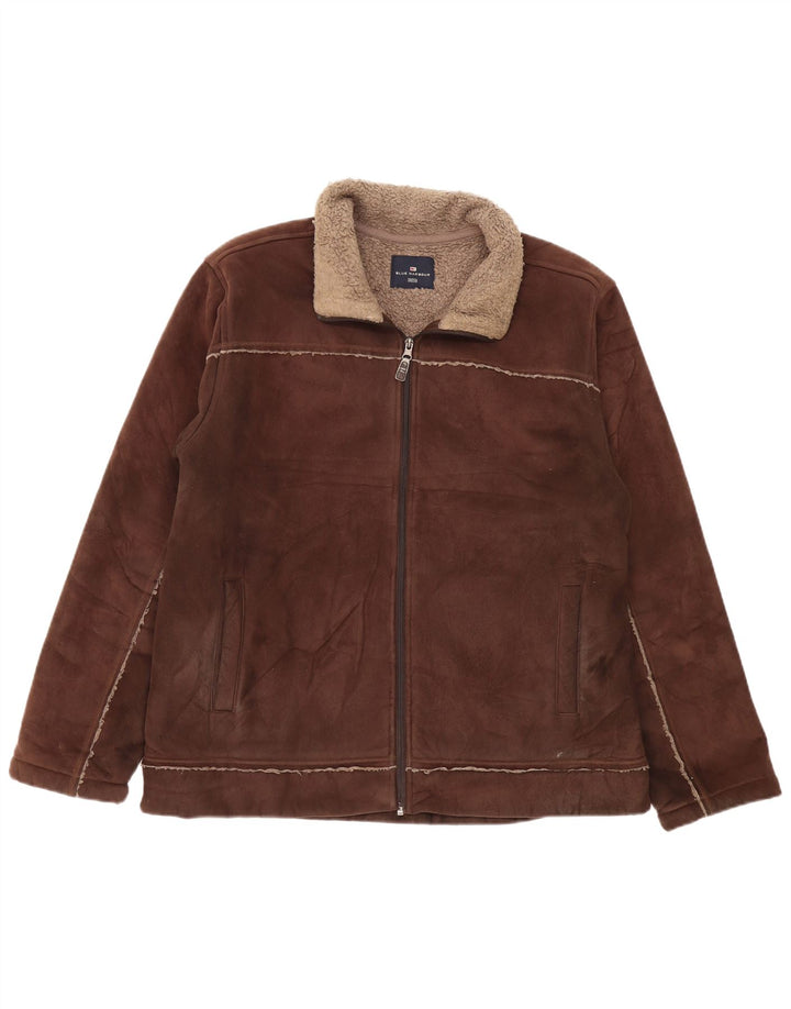 MARKS & SPENCER Chaqueta Sherpa para hombre UK 41/43 Grande Marrón Poliéster