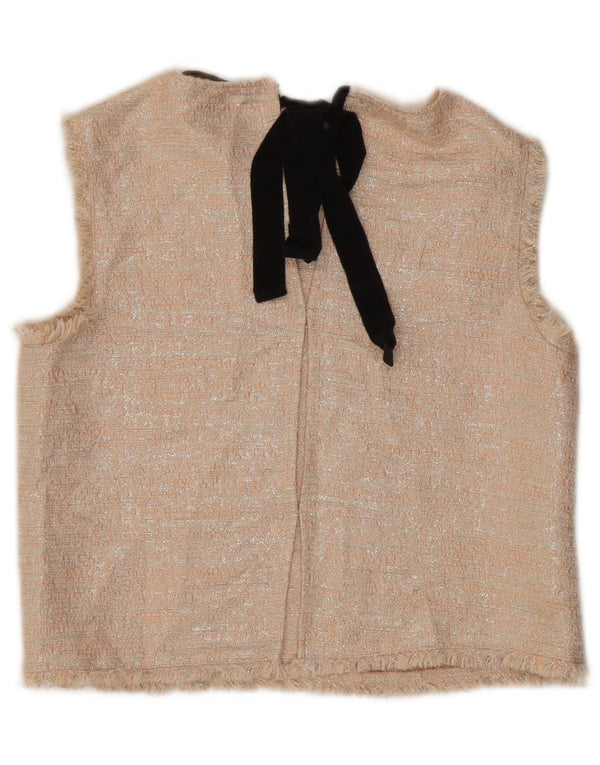Zara Mujer Crop Sin Mangas Blusa Top Reino Unido 10 Pequeño Acrílico Beige