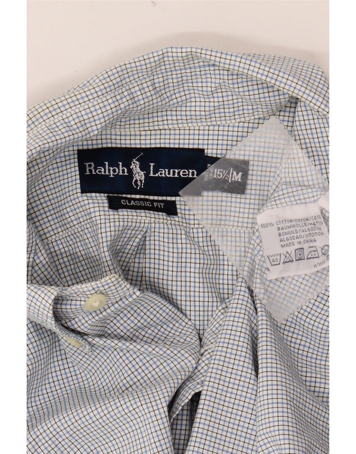 RALPH LAUREN Camisa para hombre Talla 15 1/2 Algodón a cuadros azul mediano