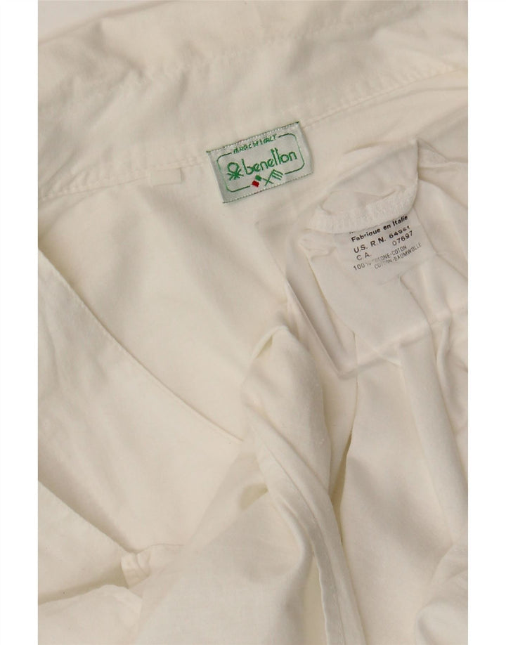 Benetton Camisa Militar Mediana De Algodón Blanco Hombre