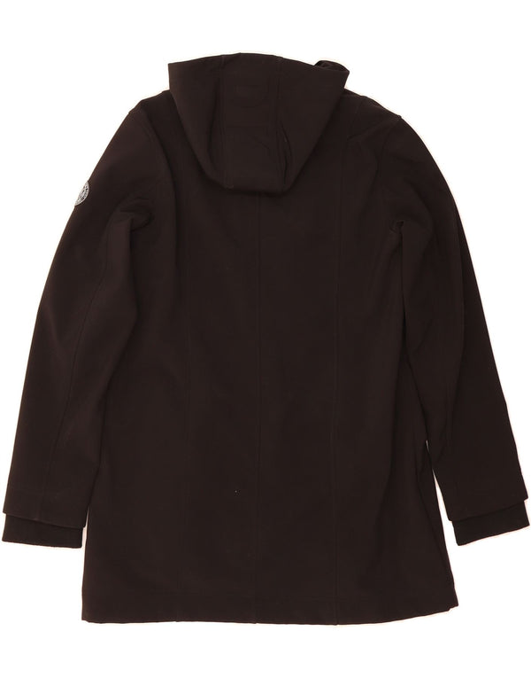 DKNY Womens Hooded Overcoat UK 14 Medium Black Polyester